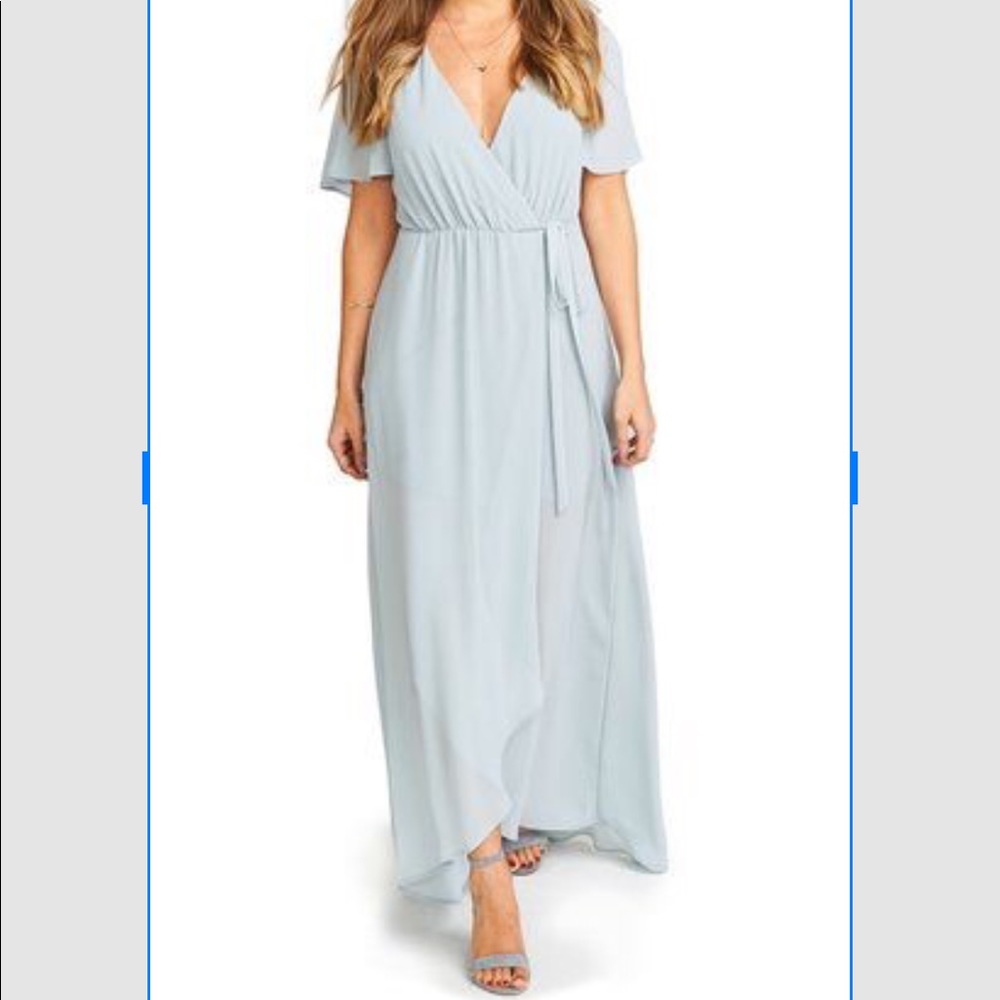 Show Me Your MuMu Sophia Wrap Dress in Steel Blue